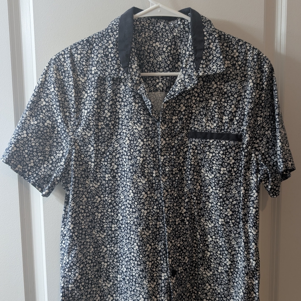 lululemon athletica Blue and White Floral Button Down Shirt